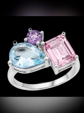Abby crystal ring size 10 set in rhodium plated silver designer Tocara NEW
